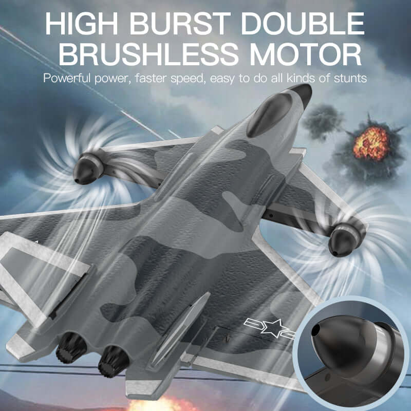 KF700 J-20 4-Channel Brushless Glider RC Plane, 300m Range, Camouflage Gray - www.Shopthatapp.com #