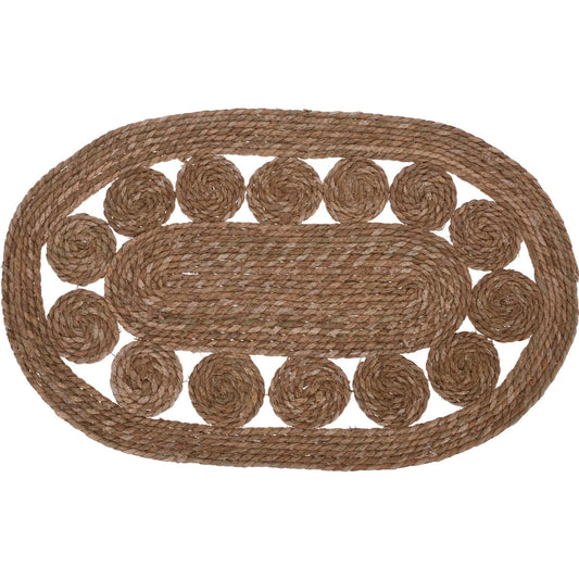 Tapis ovale, motif feuille de quenouille, dimensions