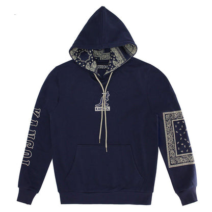 Kangol Boxed Out Paisley Hoodie-Him and her coats-www.Shopthatapp.com-Color:Navy-Size:XXL-Fashion Hub Club