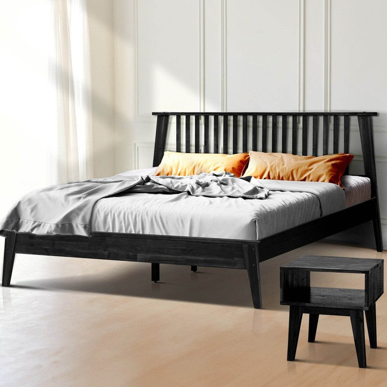 Kaylin Solid Wood Bed Frame & Nightstand Bedroom Set - www.Shopthatapp.com