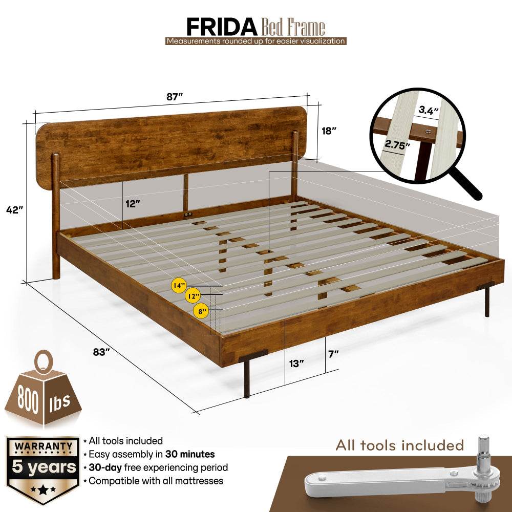 Frida Deluxe Solid Wood Bed Frame - www.Shopthatapp.com
