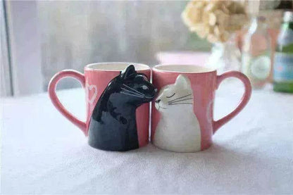 Kiss Cat Coffee Couple Handmade Mug - www.Shopthatapp.com