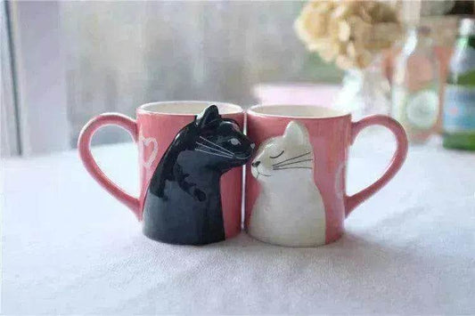 Kiss Cat Coffee Couple Handmade Mug - www.Shopthatapp.com