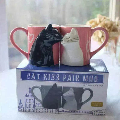 Kiss Cat Coffee Couple Handmade Mug - www.Shopthatapp.com