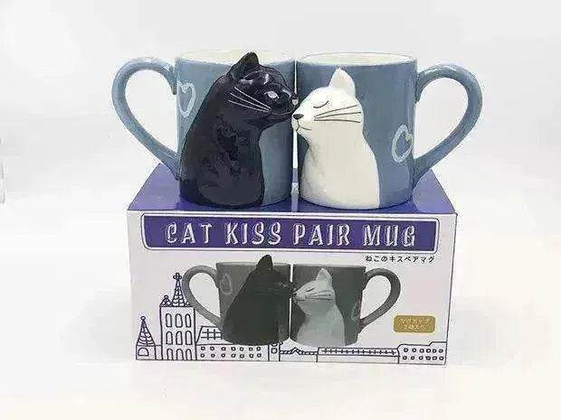 Kiss Cat Coffee Couple Handmade Mug - www.Shopthatapp.com