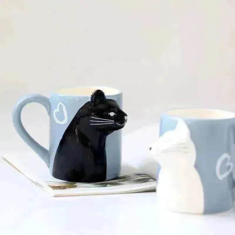 Kiss Cat Coffee Couple Handmade Mug - www.Shopthatapp.com