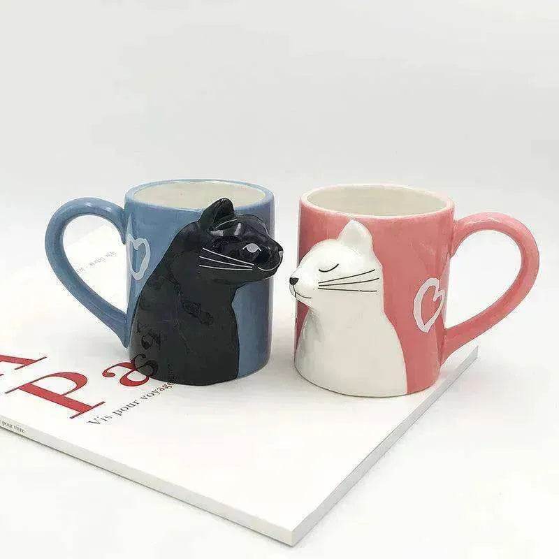 Kiss Cat Coffee Couple Handmade Mug - www.Shopthatapp.com