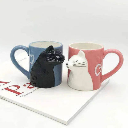 Kiss Cat Coffee Couple Handmade Mug - www.Shopthatapp.com