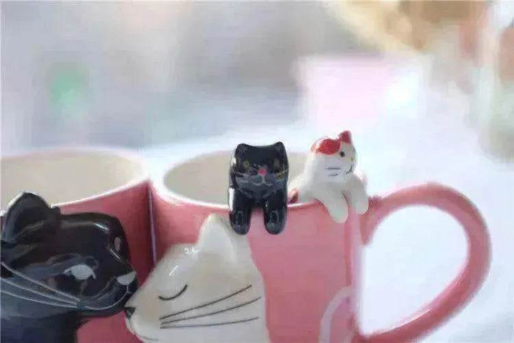 Kiss Cat Coffee Couple Handmade Mug - www.Shopthatapp.com