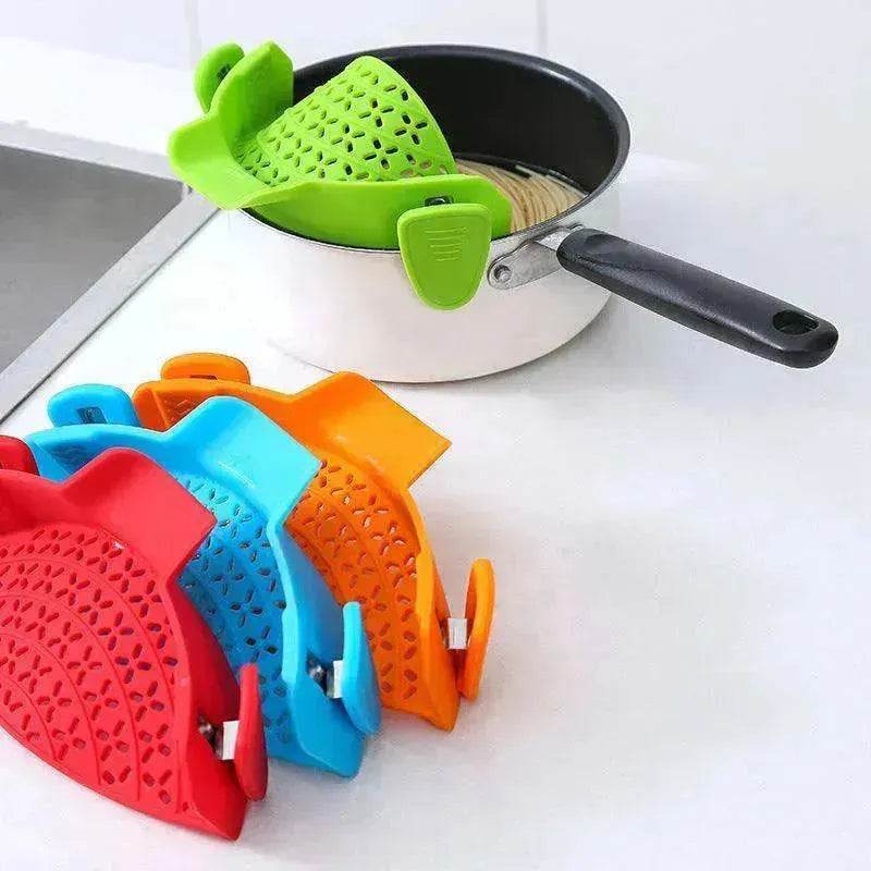 Kitchen Gadgets Silicone Pot Side Drainer - www.Shopthatapp.com