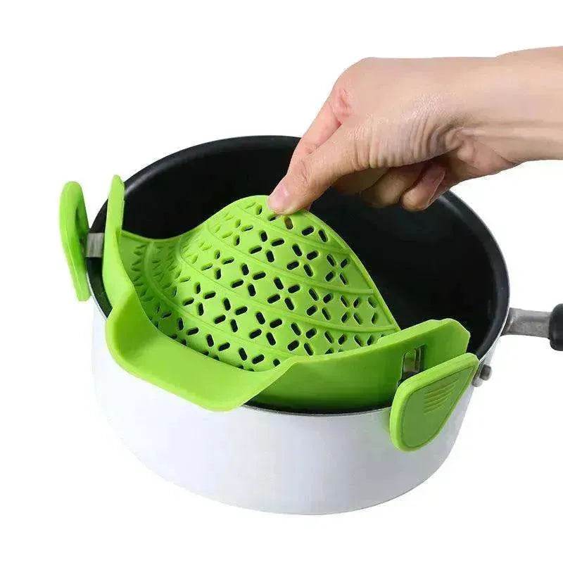 Kitchen Gadgets Silicone Pot Side Drainer - www.Shopthatapp.com