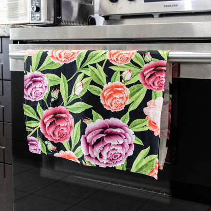 2-Piece Set Peonies Please Sure Grip Kitchen Towels - www.Shopthatapp.com
