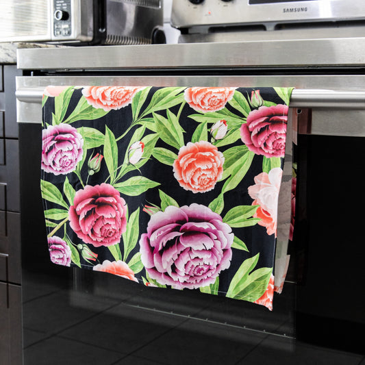 2-Piece Set Peonies Please Sure Grip Kitchen Towels - www.Shopthatapp.com