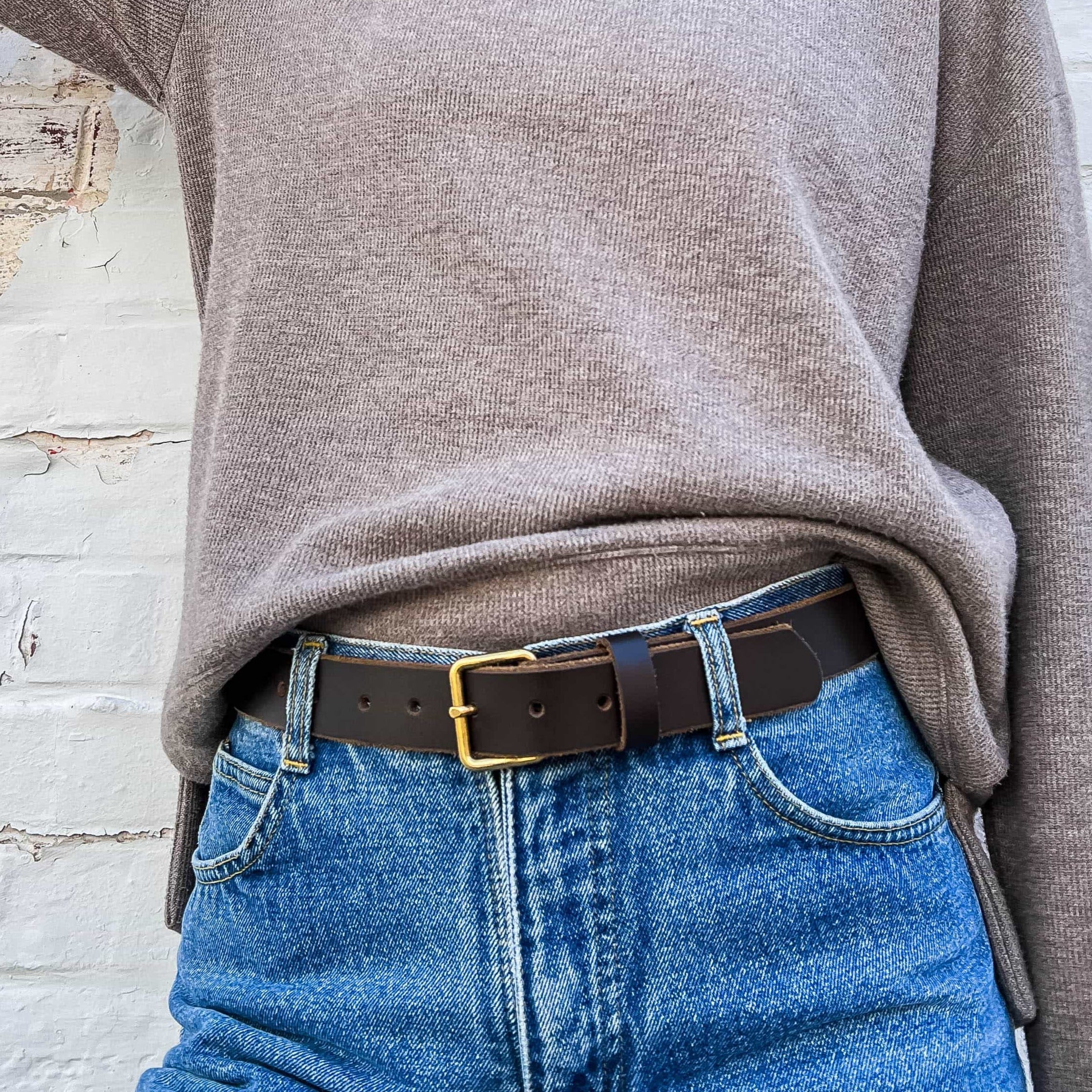 Kyomi- Brown 100% Premium Leather Belt- Made in Canada - www.Shopthatapp.com #