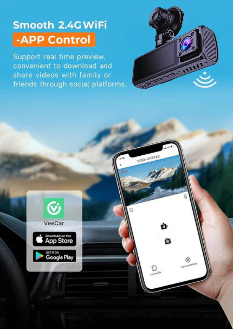 LDAS A20 Dash Cam WiFi , 2.5K Car Camera, Dashcams with App, Night Vision, G-Sensor, Loop Recording, 24H Parking Mode, Free 128G SD Card, Support 256GB Max (Black) - www.Shopthatapp.com