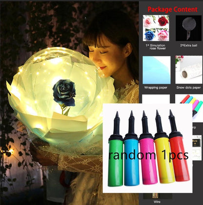 LED Luminous Balloon Rose Bouquet Transparent Bobo Ball Rose - www.Shopthatapp.com