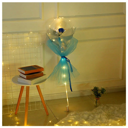 LED Luminous Balloon Rose Bouquet Transparent Bobo Ball Rose - www.Shopthatapp.com