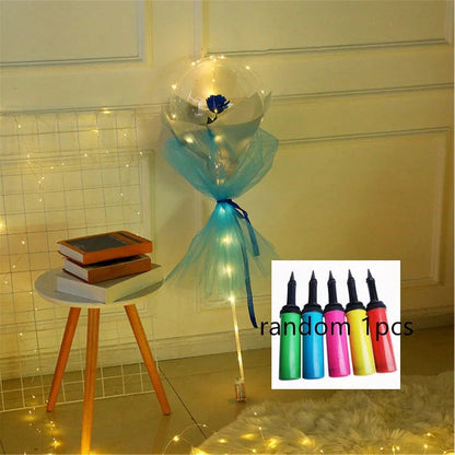 LED Luminous Balloon Rose Bouquet Transparent Bobo Ball Rose - www.Shopthatapp.com