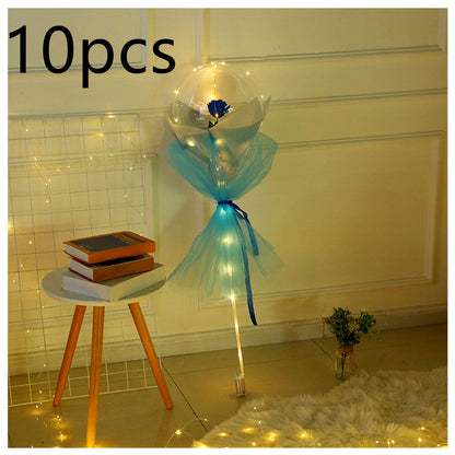LED Luminous Balloon Rose Bouquet Transparent Bobo Ball Rose - www.Shopthatapp.com
