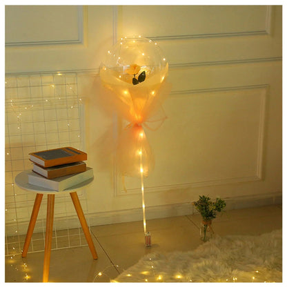 LED Luminous Balloon Rose Bouquet Transparent Bobo Ball Rose - www.Shopthatapp.com