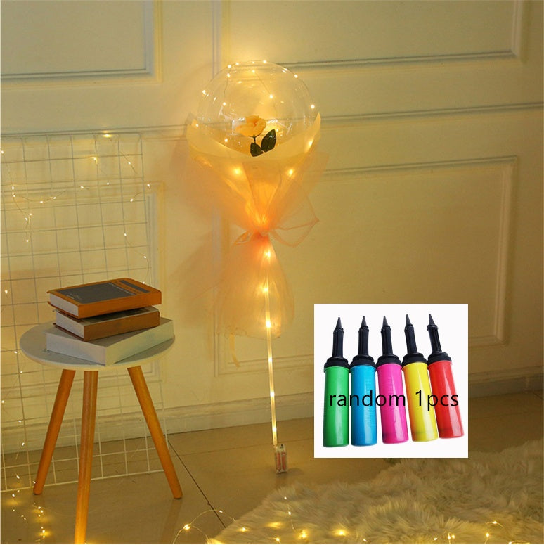 LED Luminous Balloon Rose Bouquet Transparent Bobo Ball Rose - www.Shopthatapp.com