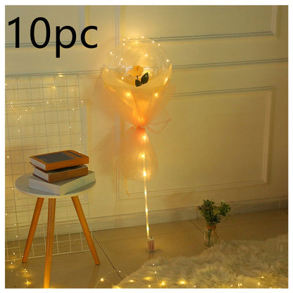 LED Luminous Balloon Rose Bouquet Transparent Bobo Ball Rose - www.Shopthatapp.com