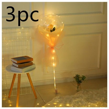 LED Luminous Balloon Rose Bouquet Transparent Bobo Ball Rose - www.Shopthatapp.com
