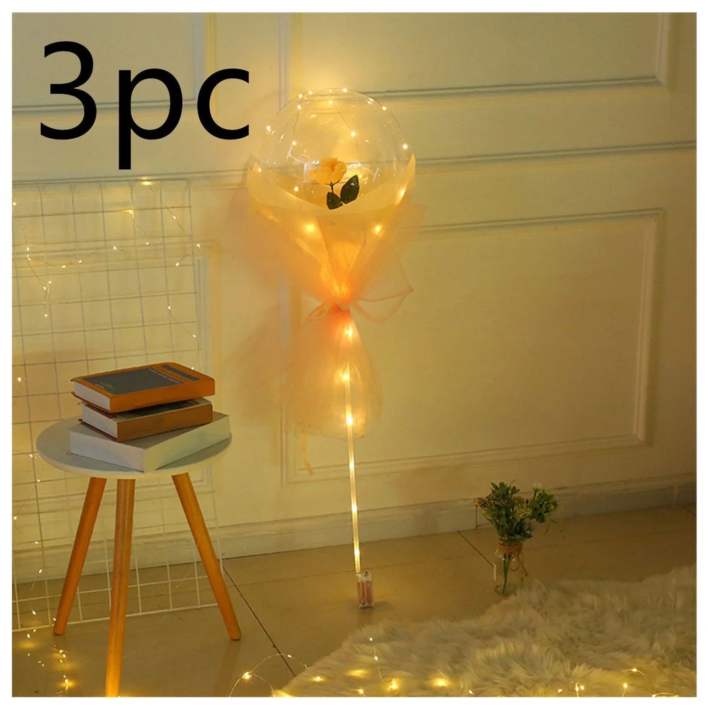 LED Luminous Balloon Rose Bouquet Transparent Bobo Ball Rose - www.Shopthatapp.com