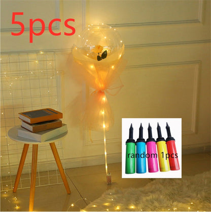 LED Luminous Balloon Rose Bouquet Transparent Bobo Ball Rose - www.Shopthatapp.com