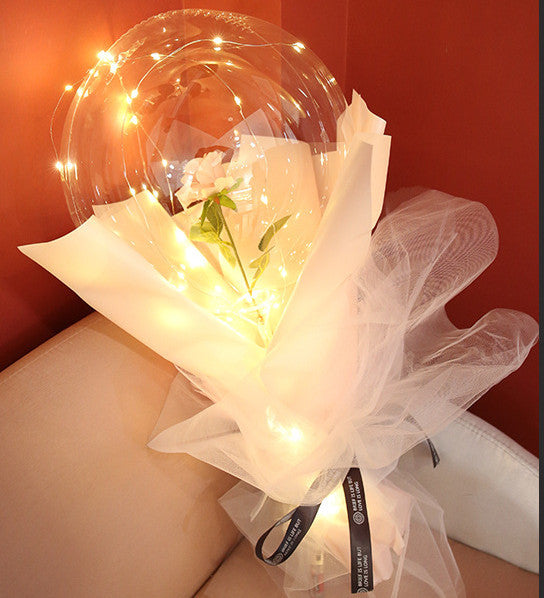 LED Luminous Balloon Rose Bouquet Transparent Bobo Ball Rose - www.Shopthatapp.com