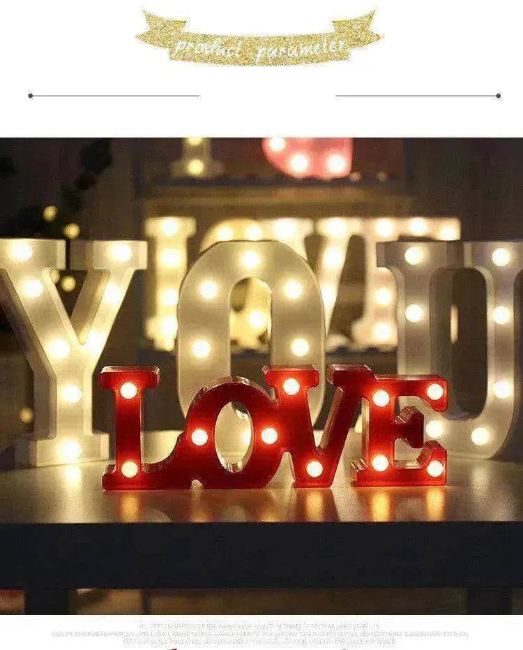 LED Night Light A-Z 0-9 Battery Lamp Wedding Party Decor - www.Shopthatapp.com