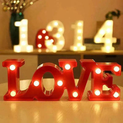 LED Night Light A-Z 0-9 Battery Lamp Wedding Party Decor - www.Shopthatapp.com
