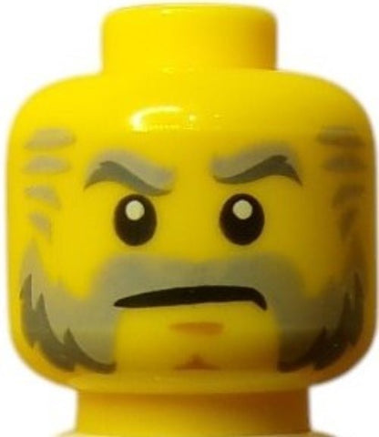 LEGO® 6099581 Minifigure Head, Grumpy grandpa, grey beard and bushy eyebrows - UB1008 - www.Shopthatapp.com #