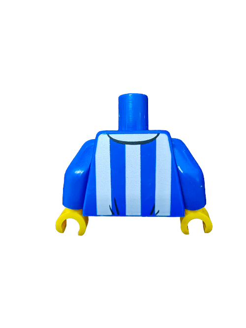 LEGO® 6219630 Torso, Blue Shirt with White Vertical Stripes, with a Red Bow Tie - UB1082 - www.Shopthatapp.com #