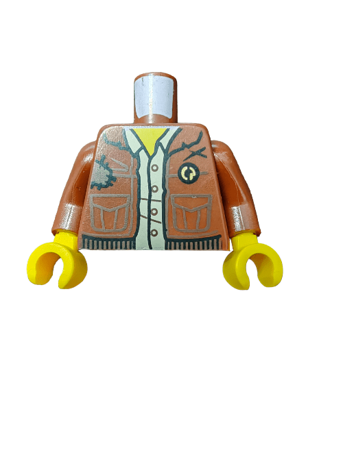 LEGO® 6270372 Torso, Brown Jacket Patch and Trim, Tan Button Up Shirt Pattern. - UB1084 - www.Shopthatapp.com #