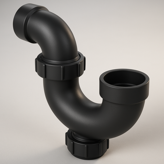 LESSO ABS P-Trap with Union & Cleanout – 1-1/2" Hub x Hub Fitting - www.Shopthatapp.com #