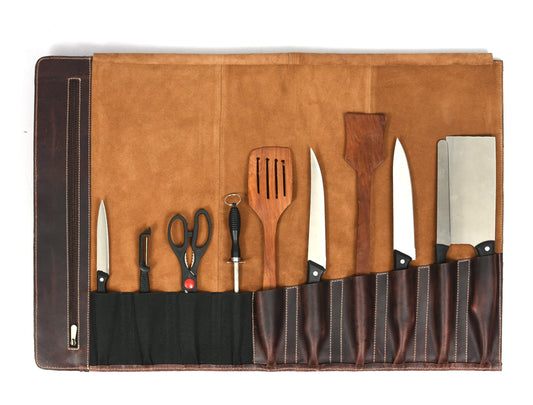 Arizona Leather Knife Roll 10 Slot - Walnut Brown-Everything leather-www.Shopthatapp.com-Tolredo Leather