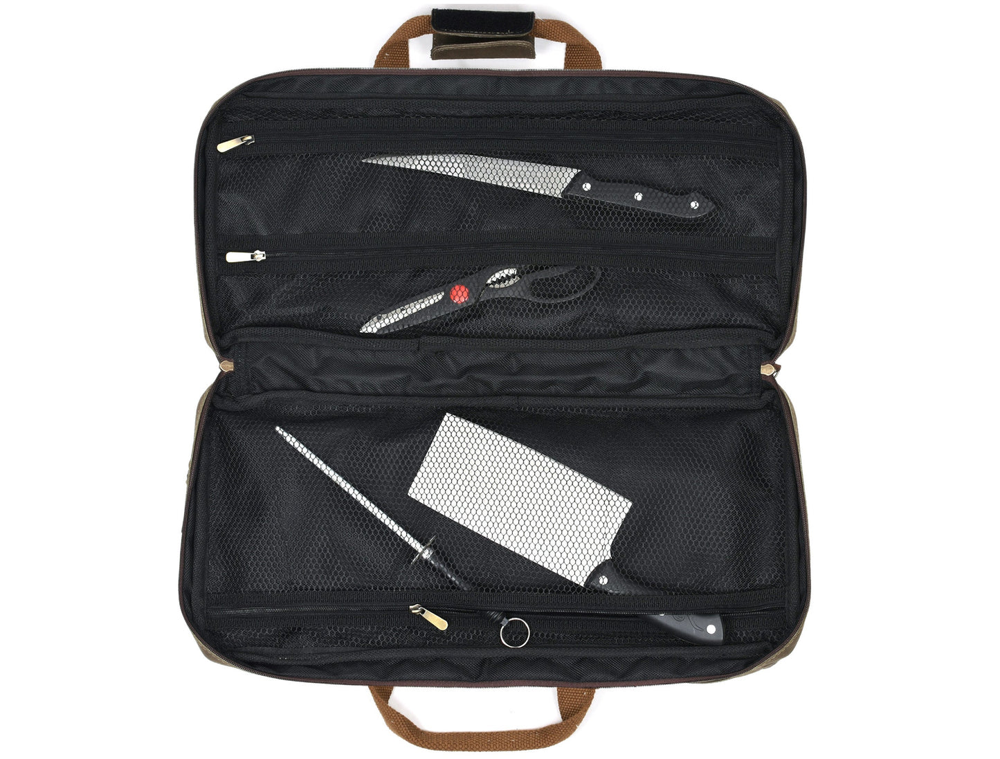 Salerno Canvas Chef Knife Case Olive Green (KR-62)-Cutlery and dinnerware-www.Shopthatapp.com-Tolredo Leather