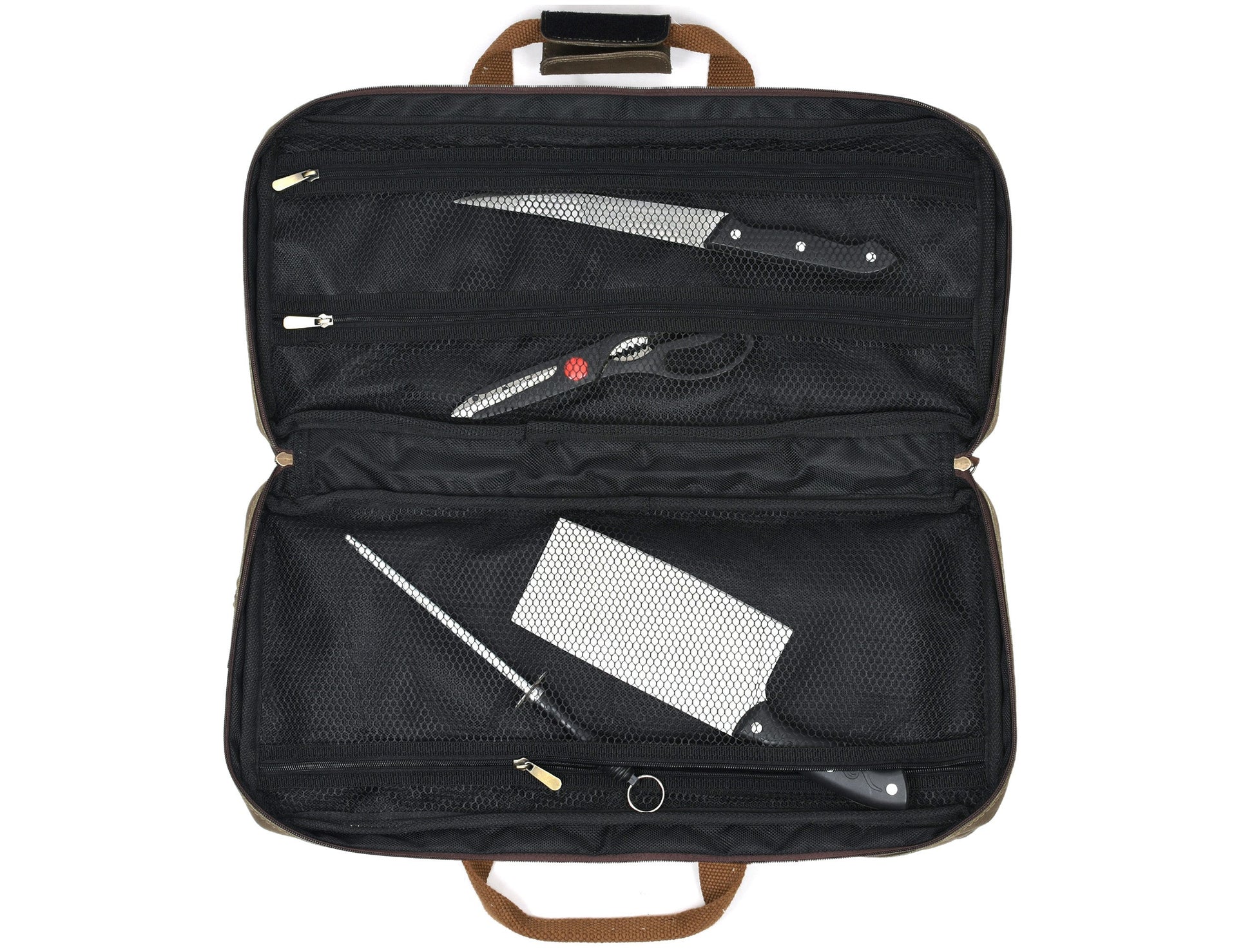Salerno Canvas Chef Knife Case Olive Green (KR-62)-Cutlery and dinnerware-www.Shopthatapp.com-Tolredo Leather
