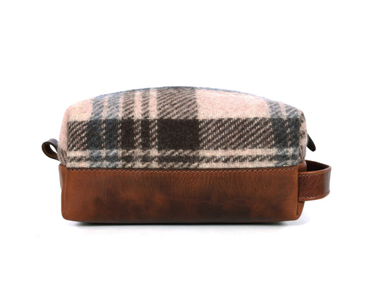 Trousse de toilette Dorval en cuir et tweed - (WB-33)