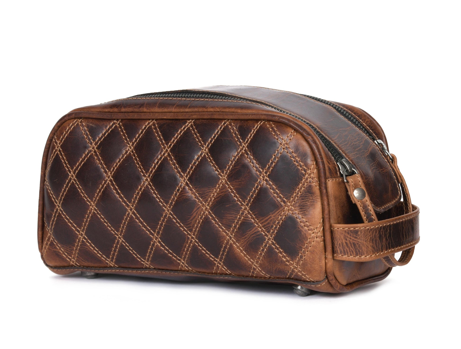 Quilted Leather Toiletry Bag - WB09-Handbags, purses, etc.-www.Shopthatapp.com-Tolredo Leather