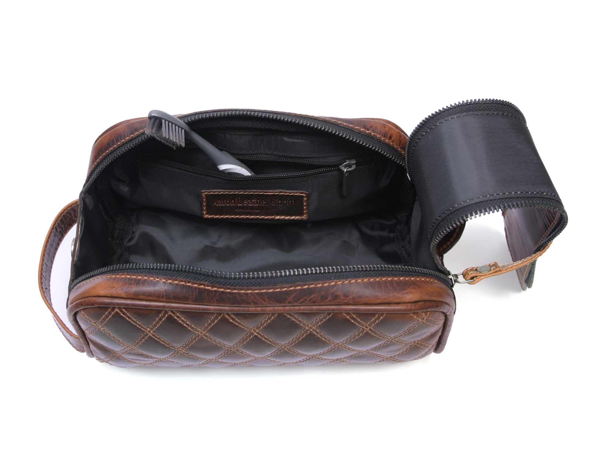 Quilted Leather Toiletry Bag - WB09-Handbags, purses, etc.-www.Shopthatapp.com-Tolredo Leather