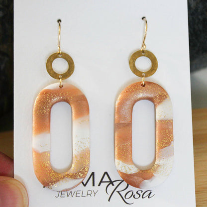 LINKS Earrings - PINK - POLYMER CLAY AND HAMMERED BRASS-Jewellery-www.Shopthatapp.com-Alma Rosa Jewelry