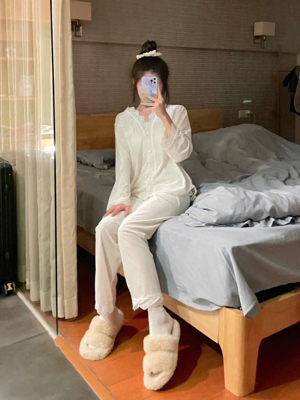 Lace Long-sleeved Pajamas Set For Women - www.Shopthatapp.com