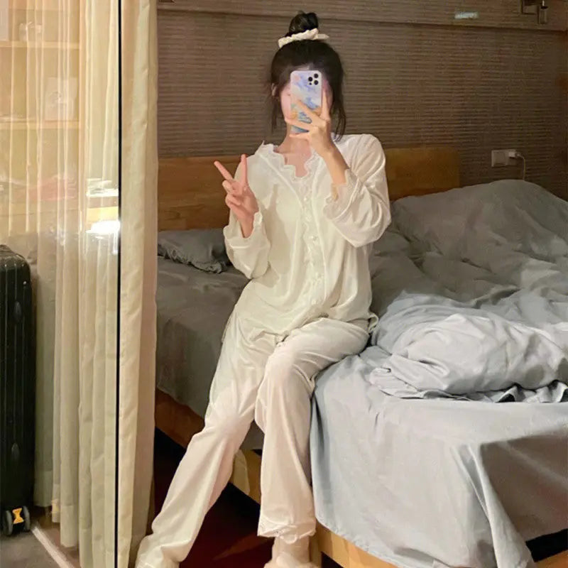 Lace Long-sleeved Pajamas Set For Women - www.Shopthatapp.com #