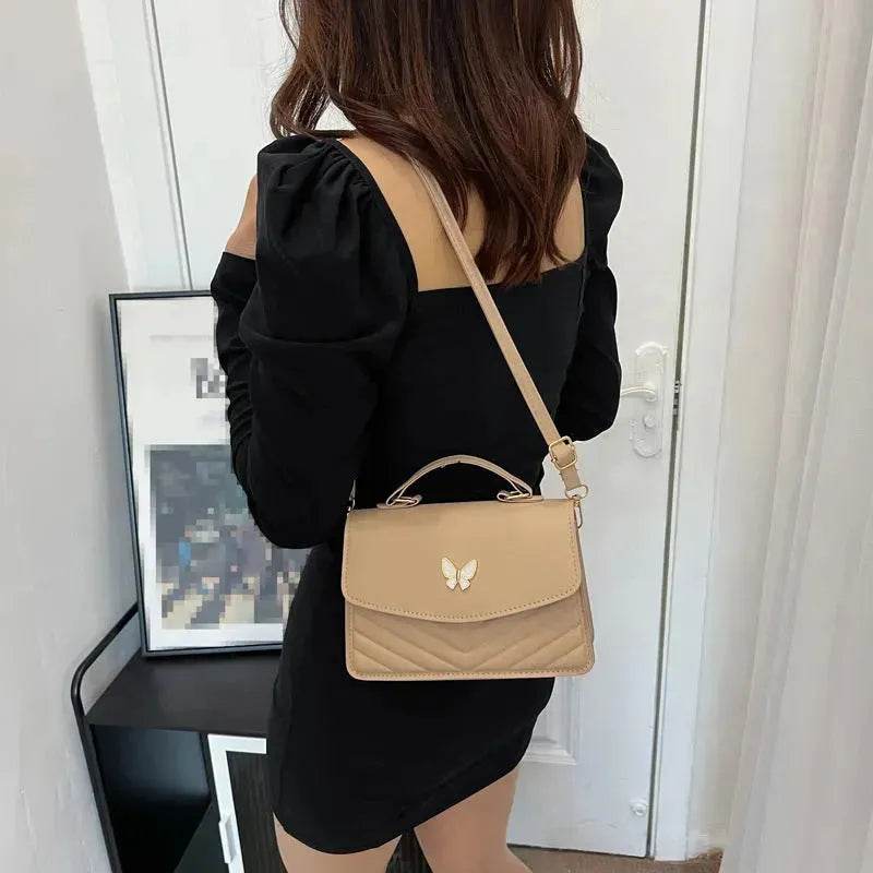 Ladies Leather Square Shaped Flap Quilted Crossbody bag for women - www.Shopthatapp.com #