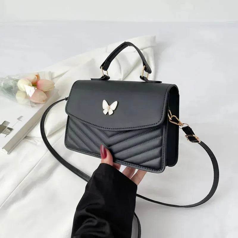 Ladies Leather Square Shaped Flap Quilted Crossbody bag for women - www.Shopthatapp.com #