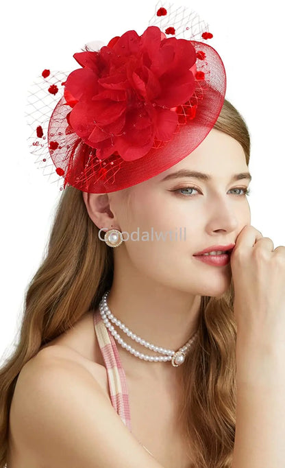 Lady Fancy Mesh Wedding Fascinators Hats for Womens Headwear Veil Flower Cocktail Tea Party Church Derby Hat Chapeu Feminino - www.Shopthatapp.com #