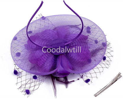 Lady Fancy Mesh Wedding Fascinators Hats for Womens Headwear Veil Flower Cocktail Tea Party Church Derby Hat Chapeu Feminino - www.Shopthatapp.com #