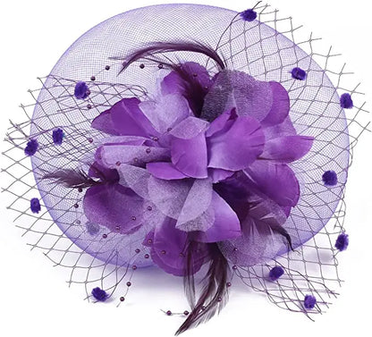 Lady Fancy Mesh Wedding Fascinators Hats for Womens Headwear Veil Flower Cocktail Tea Party Church Derby Hat Chapeu Feminino - www.Shopthatapp.com #